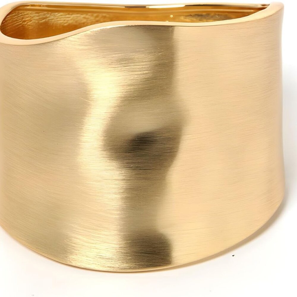Wide Chunky Gold Open Cuff Bracelet For Women - Adjustable Alloy Steel Jewelry